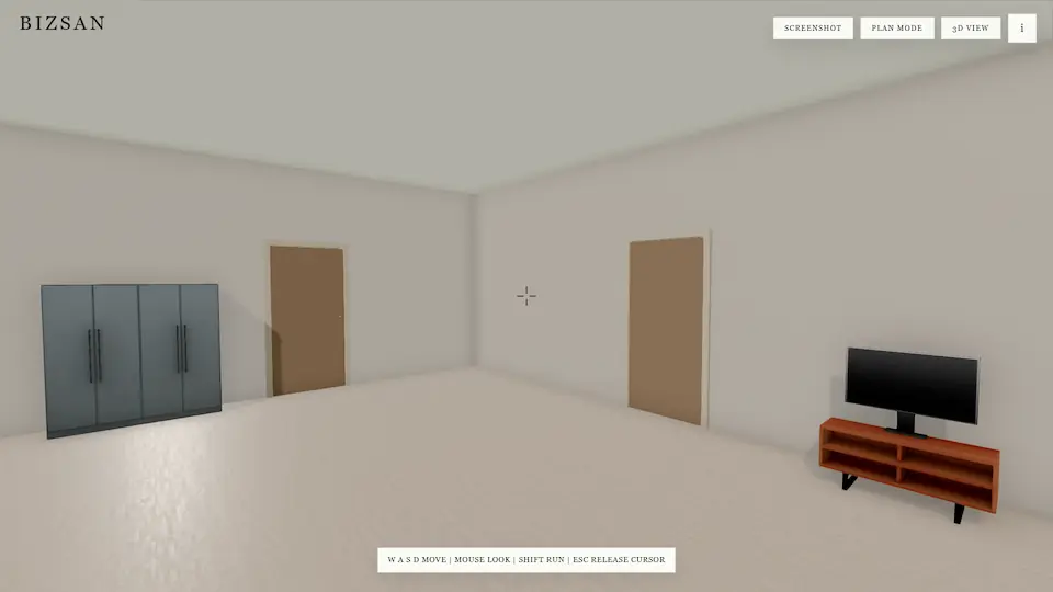 Bizsan 3D room planner interface detail.